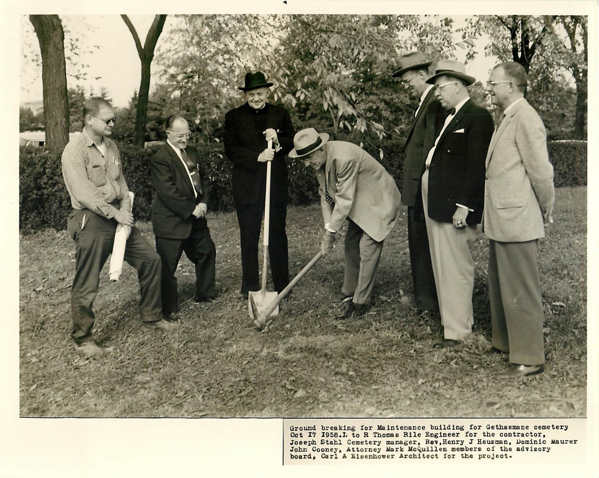 Black and white ground breaking photo from 1958